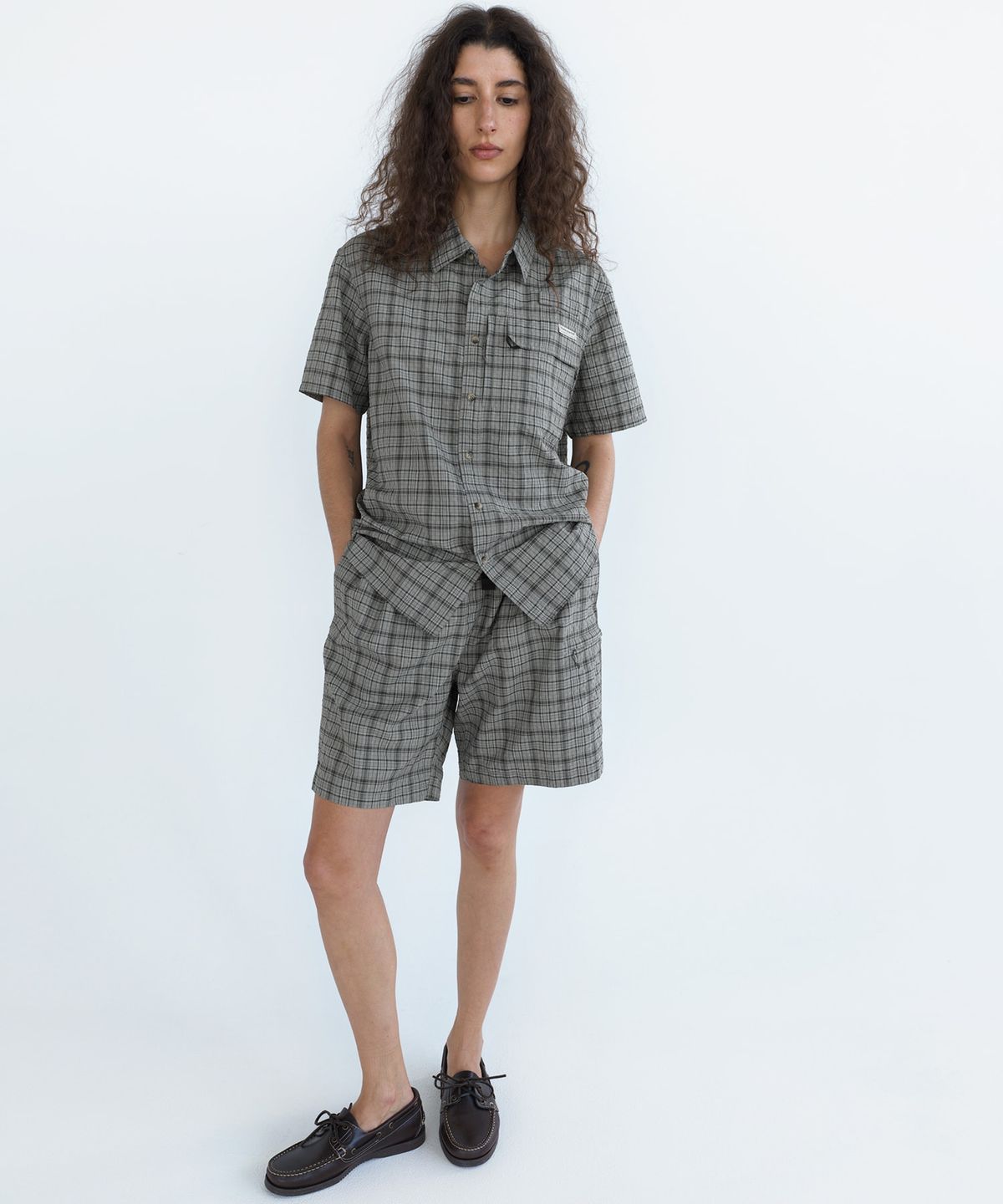 디스이즈네버댓(THISISNEVERTHAT) Plaid S/S Fishing Shirt Sage