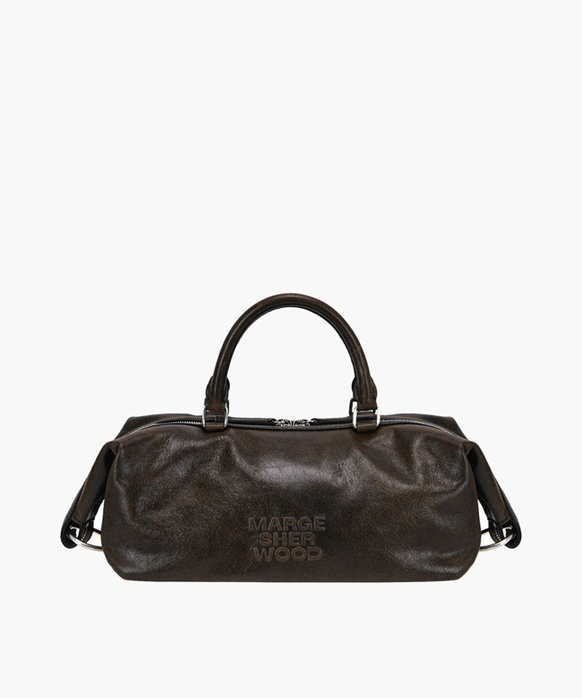 마지셔우드(MARGESHERWOOD) DUMPLING EW TOTE_brown+black two-tone cracked