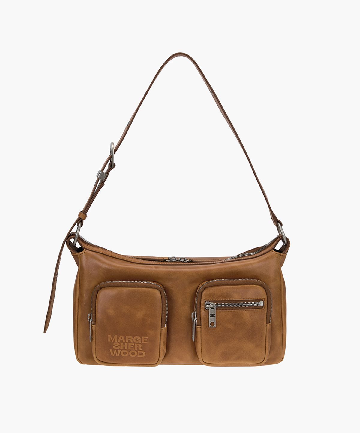 마지셔우드(MARGESHERWOOD) OUTPOCKET HOBO_saddle brown pull-up
