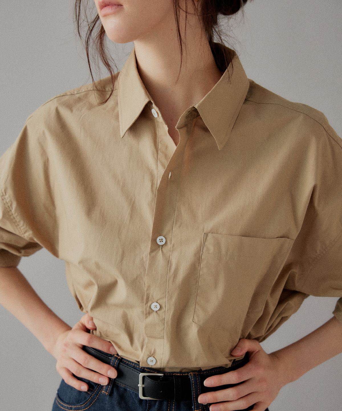 사하키(SAHAKI) 페이퍼 셔츠 (카키베이지)