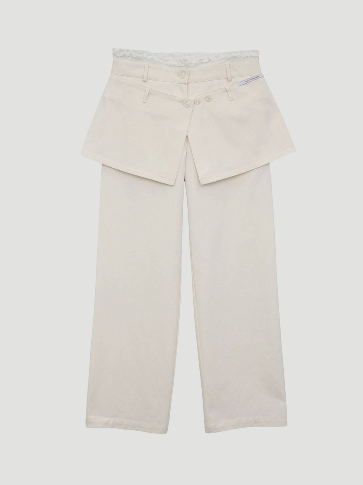 최에(CHOIAE) Trimming Layered Skirt Wrap Pants - Ivory