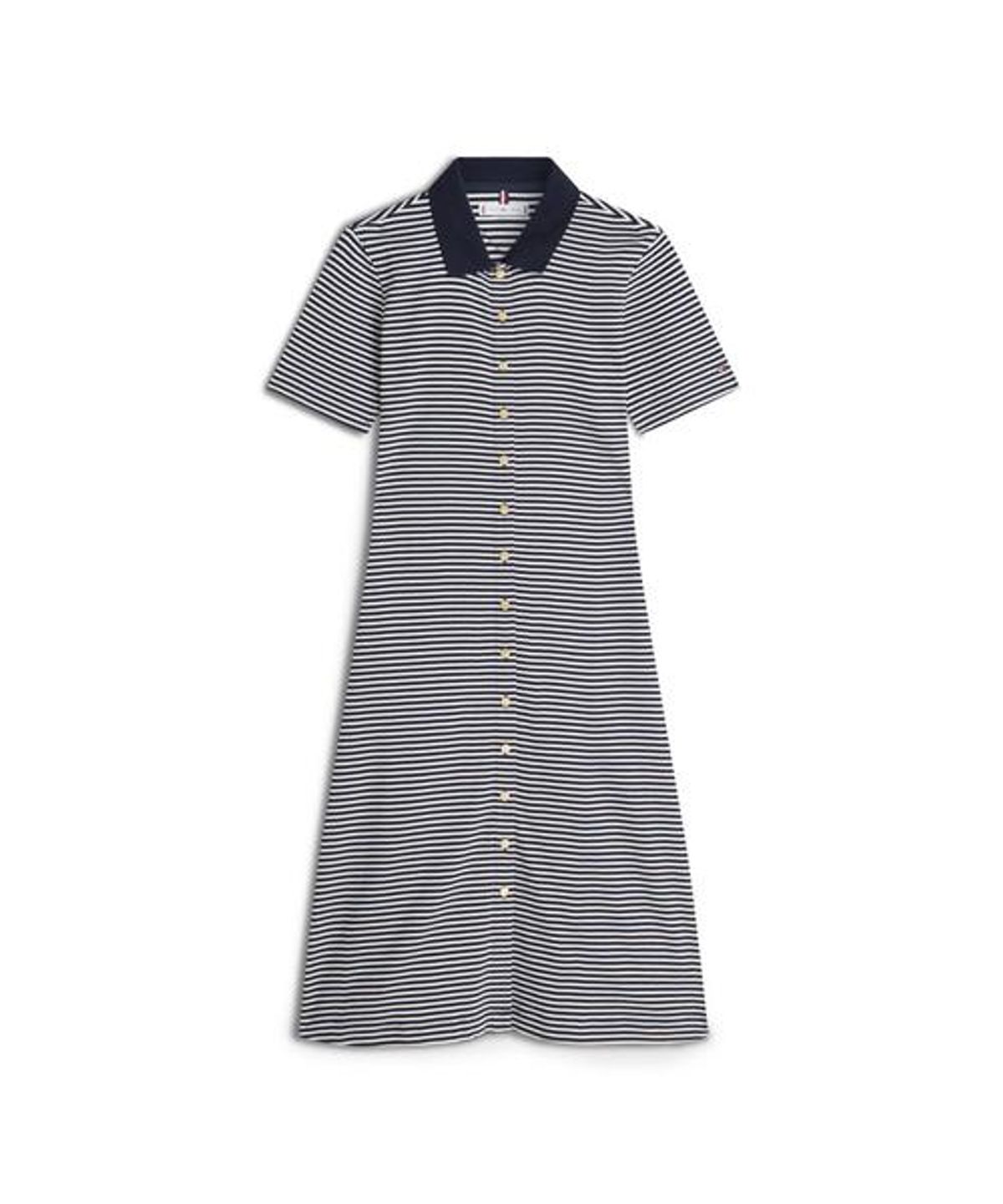 타미힐피거(TOMMY HILFIGER) 골드 버튼 플레어 미디 드레스 (T22G1TDR061WT10BF)