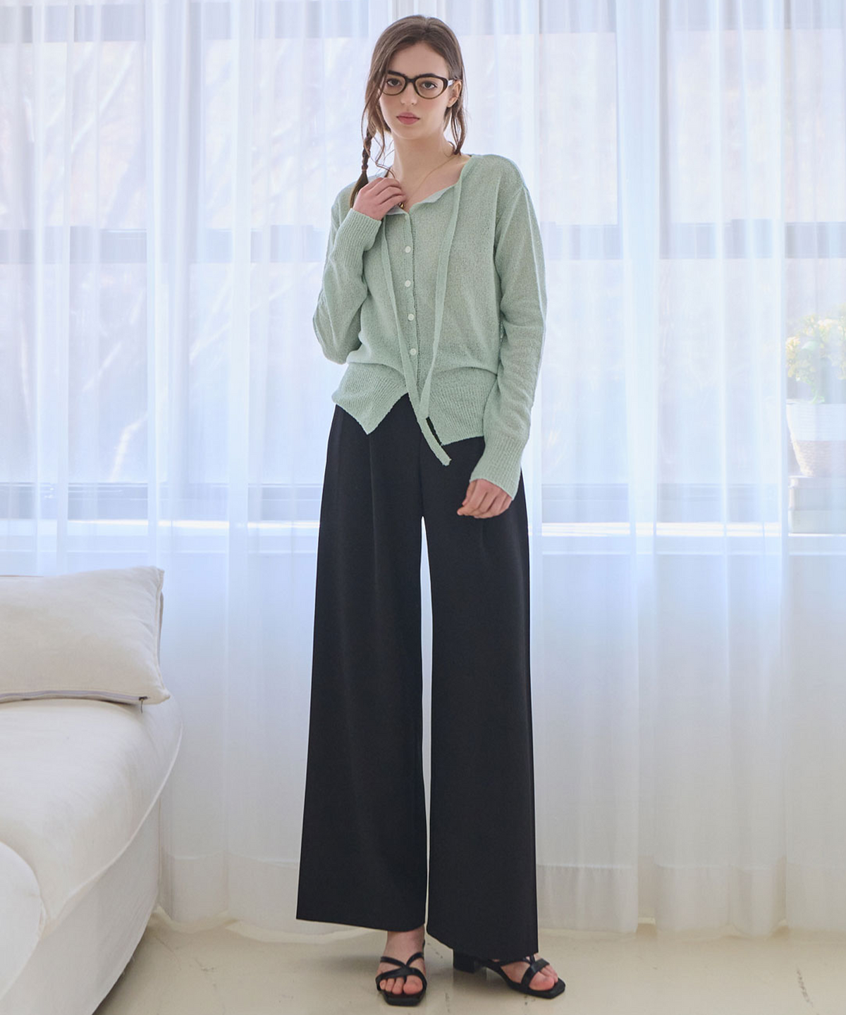 슬로우롤리(SLOWLOLLI) Clean line wide slacks_3 Colors