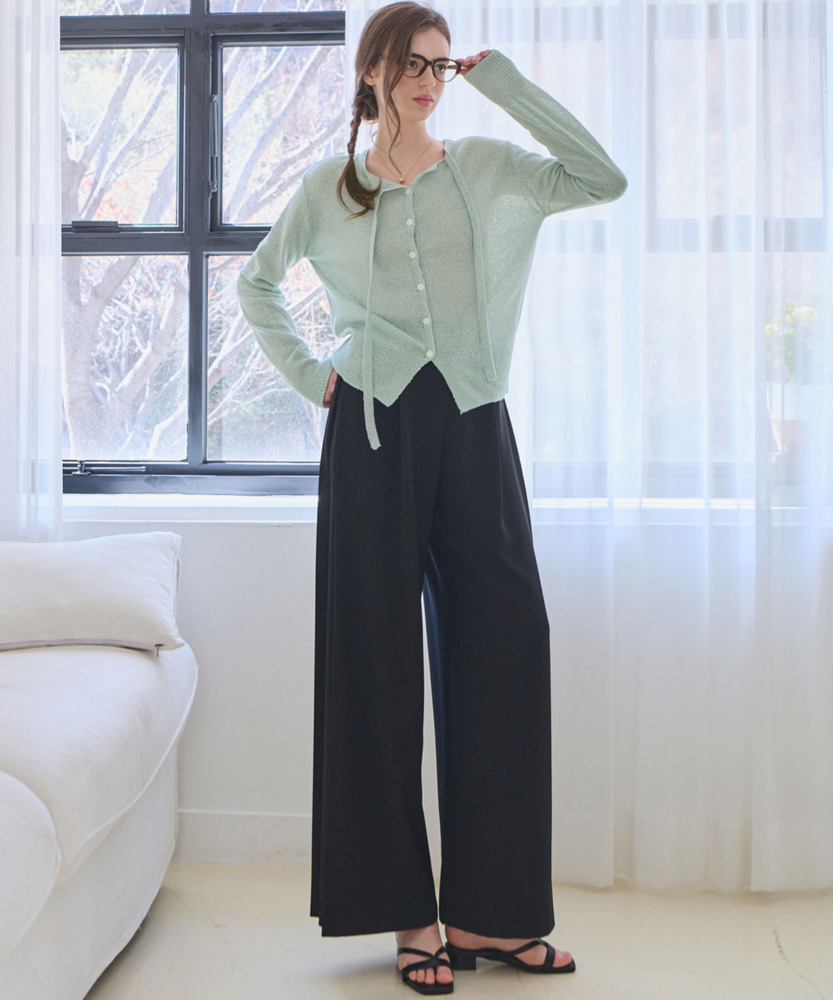 슬로우롤리(SLOWLOLLI) Clean line wide slacks_3 Colors