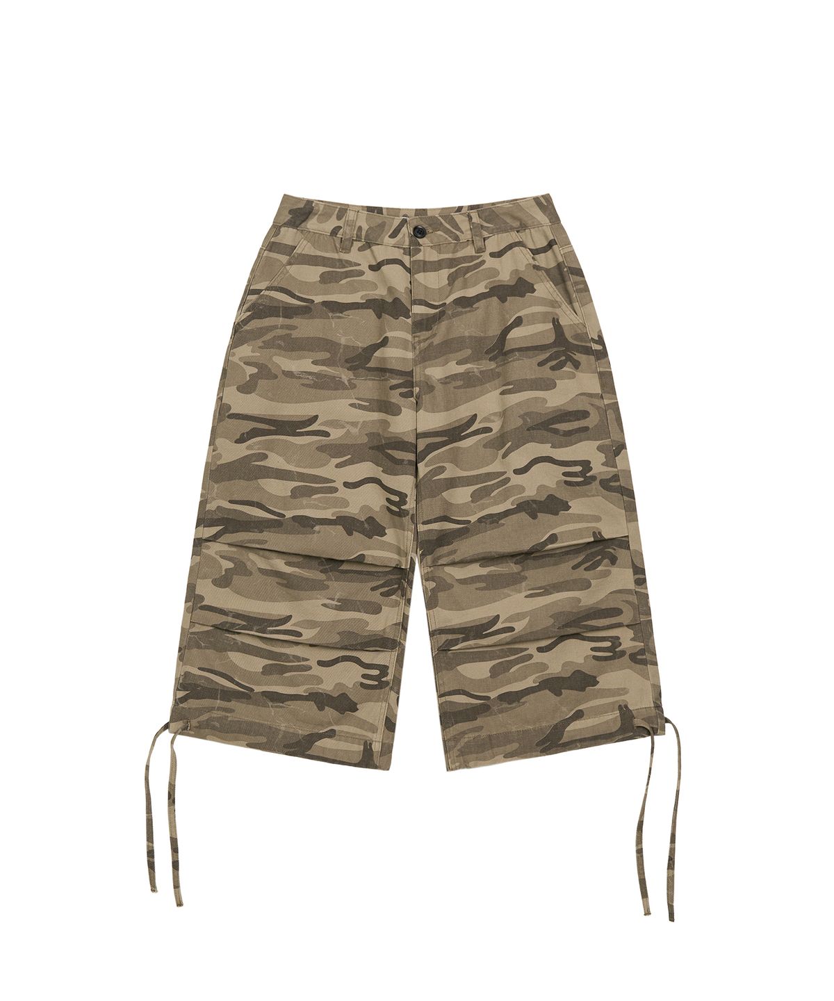 페플리(PEPLEE) Tuck Strap Camo Capri Pants (Beige)