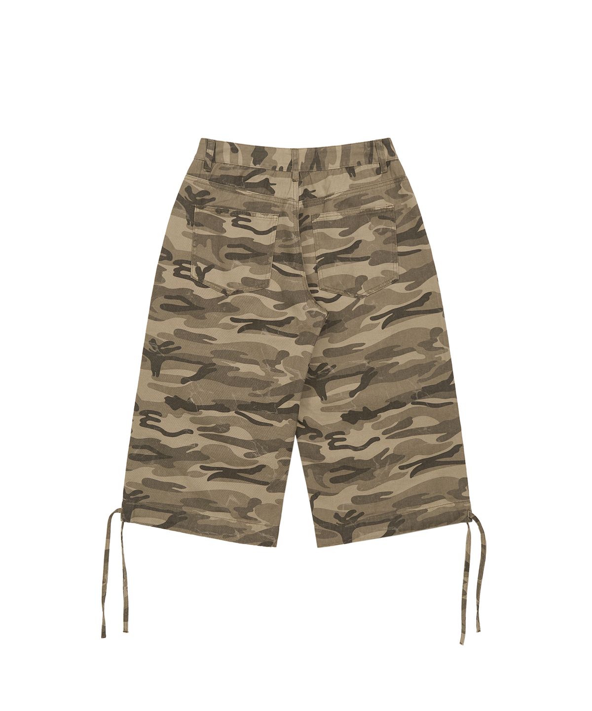 페플리(PEPLEE) Tuck Strap Camo Capri Pants (Beige)