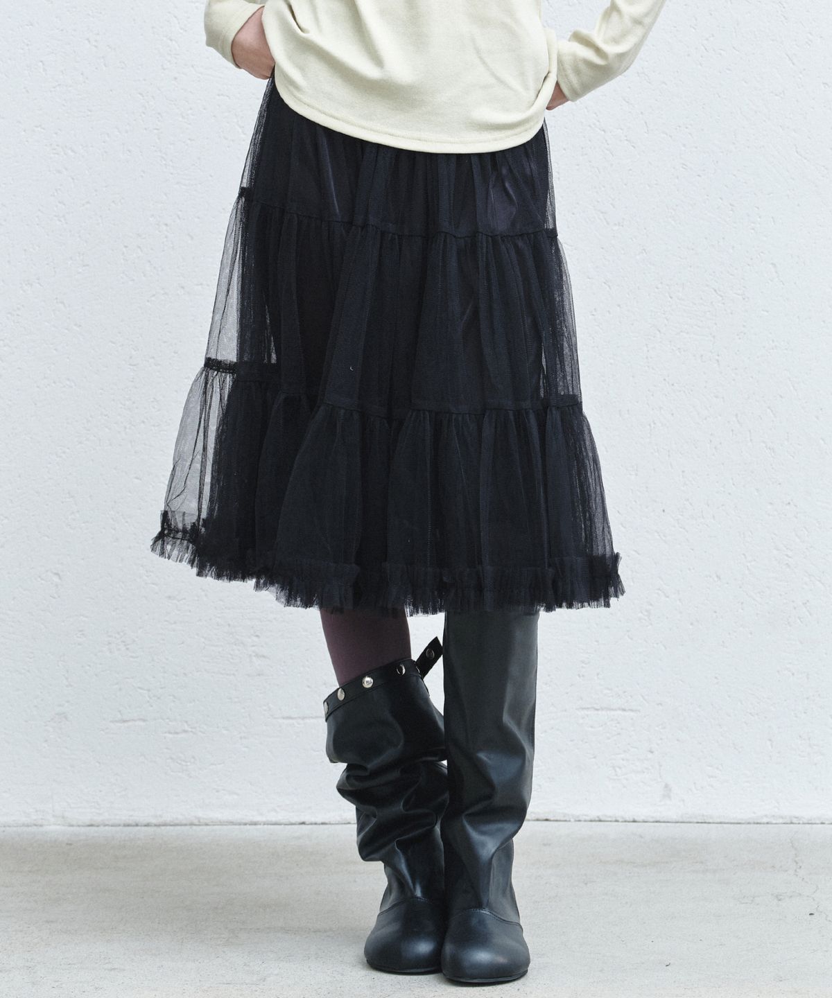 닉앤니콜(NICK&NICOLE) TULLE VOLUME SKIRT_BLACK