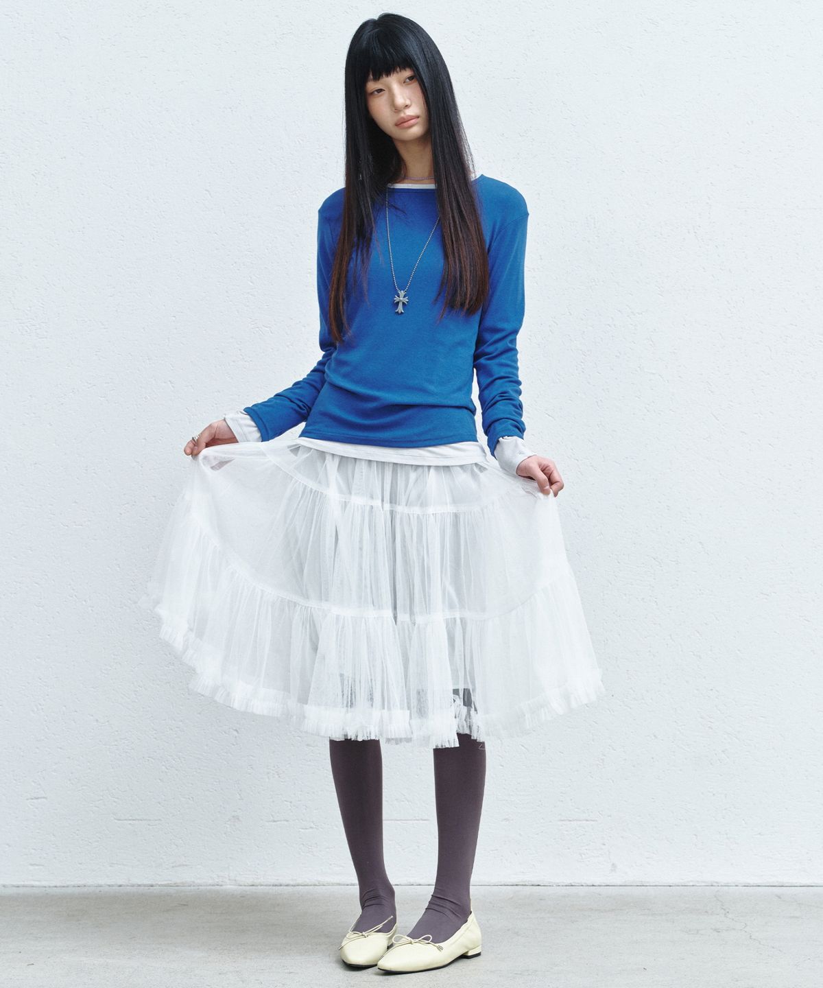 닉앤니콜(NICK&NICOLE) TULLE VOLUME SKIRT_WHITE
