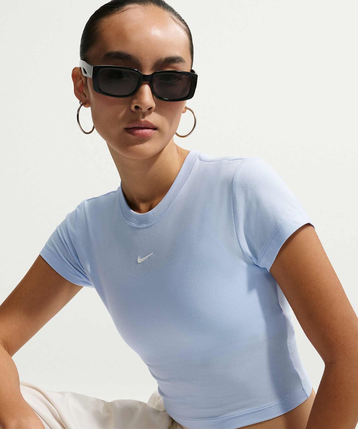 나이키(NIKE) 스포츠웨어 칠 니트 크롭 티셔츠 W - 하이드로젠 블루:세일 / HF9539-407