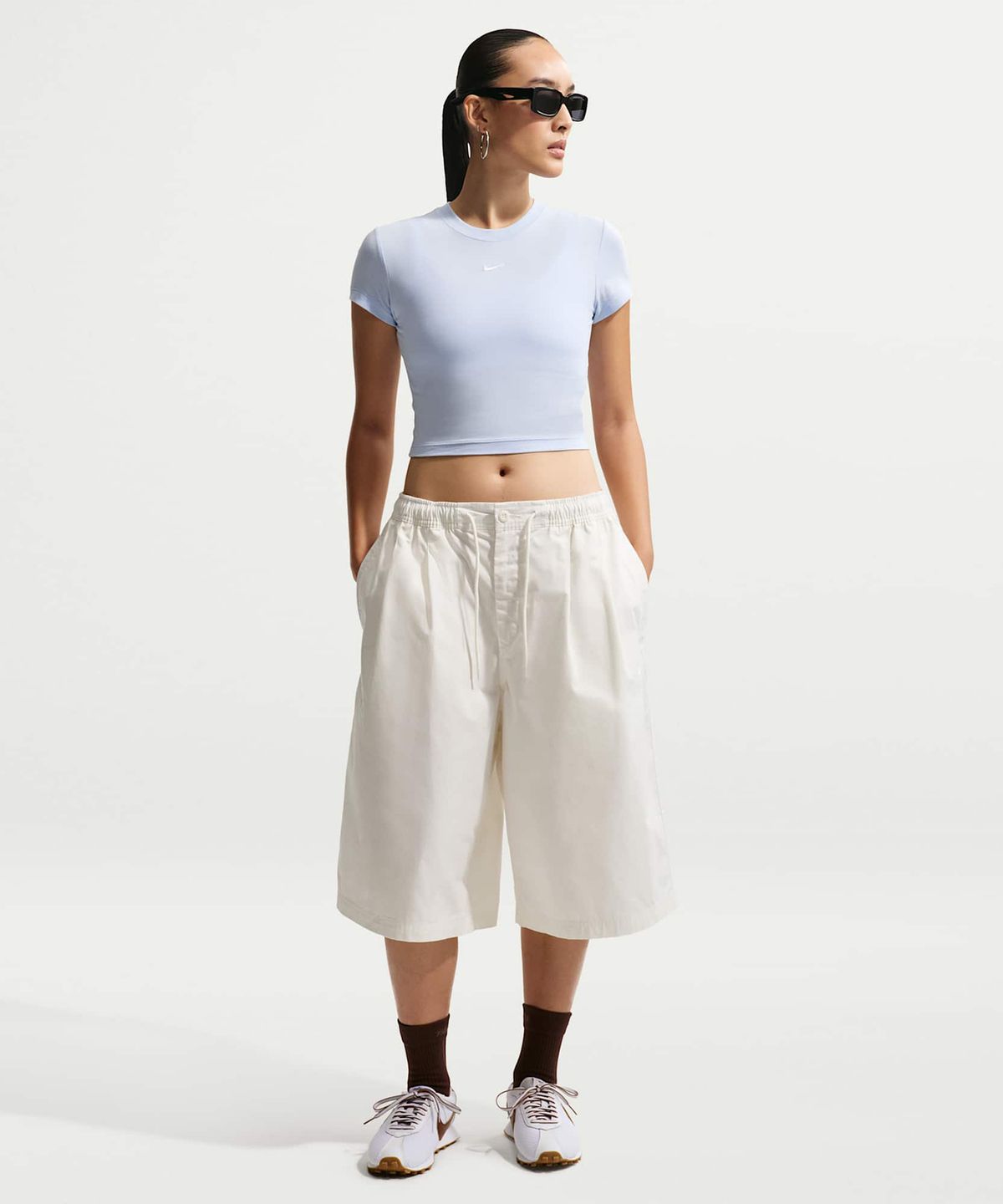 나이키(NIKE) 스포츠웨어 칠 니트 크롭 티셔츠 W - 하이드로젠 블루:세일 / HF9539-407