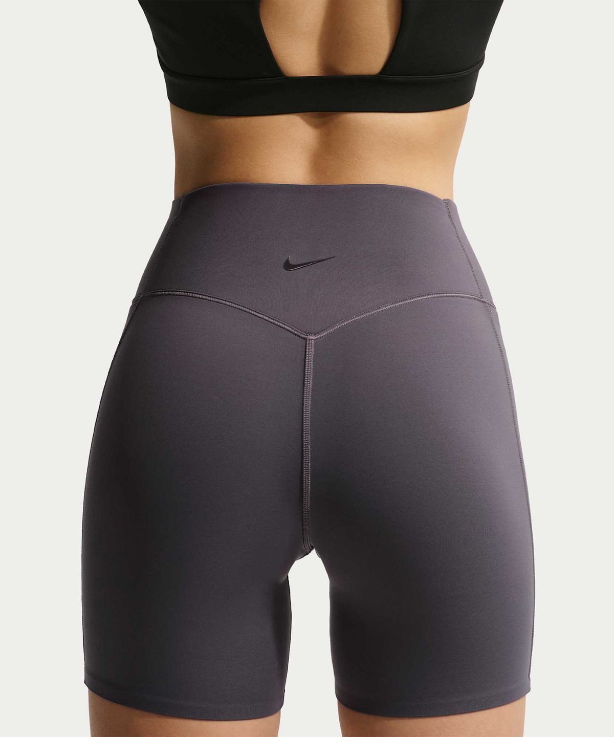 나이키(NIKE) 유니버사 하이웨이스트 5인치 노 프론트 심 바이커 쇼츠 W - 썬더 그레이:다크 쉐도우 / HQ6833-036