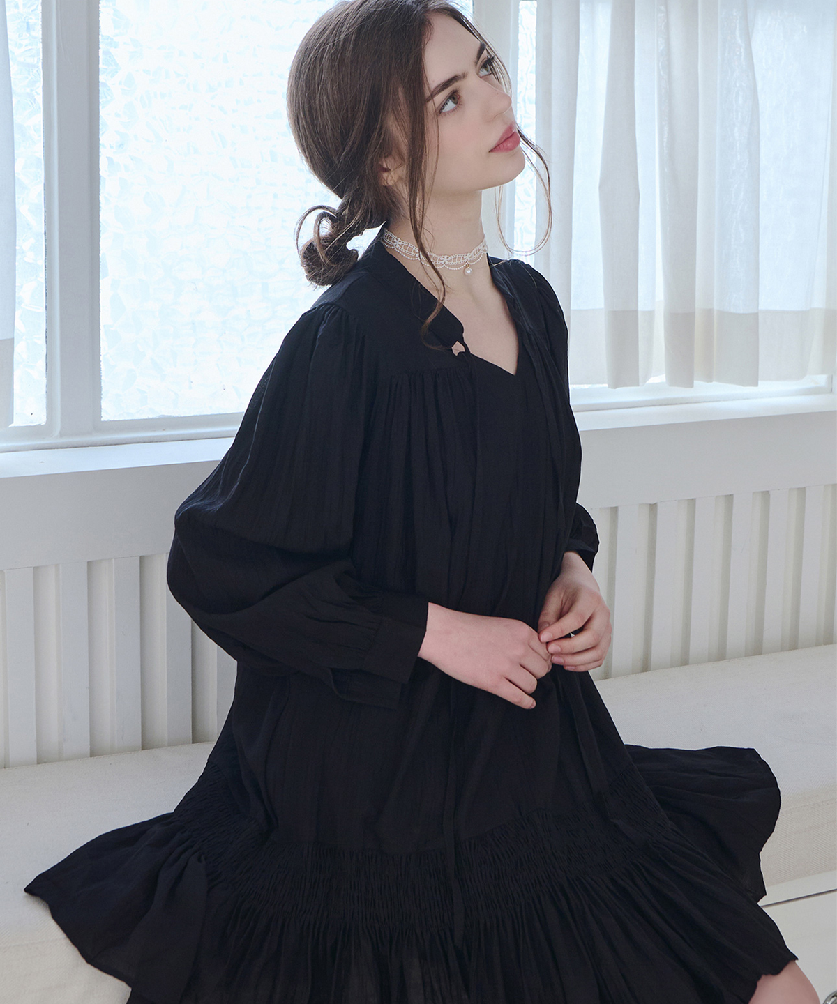 슬로우롤리(SLOWLOLLI) May frill ethnic dress_2 Colors