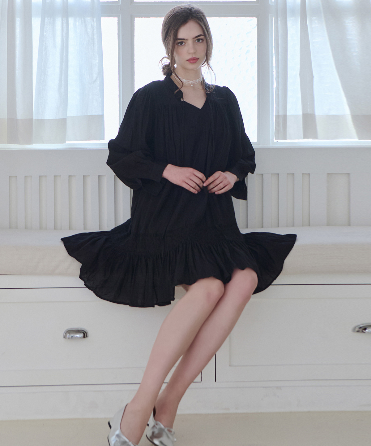 슬로우롤리(SLOWLOLLI) May frill ethnic dress_2 Colors