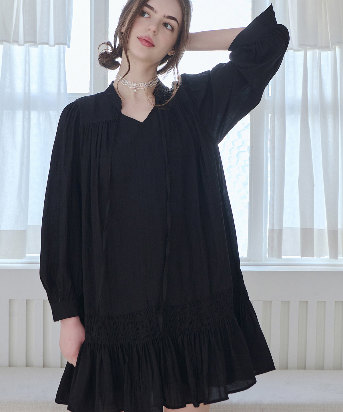슬로우롤리(SLOWLOLLI) May frill ethnic dress_2 Colors