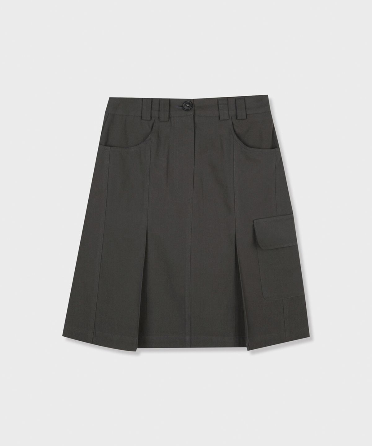 디망쉬(DIMANCHE) Pocket Midi Skirt (charcoal)