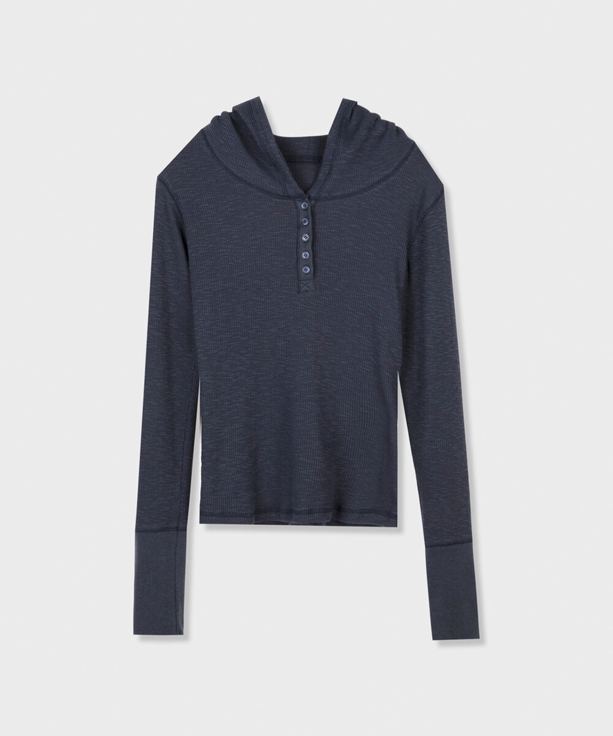 디망쉬(dimanche) Henley Neck Slim Hoodie (navy)