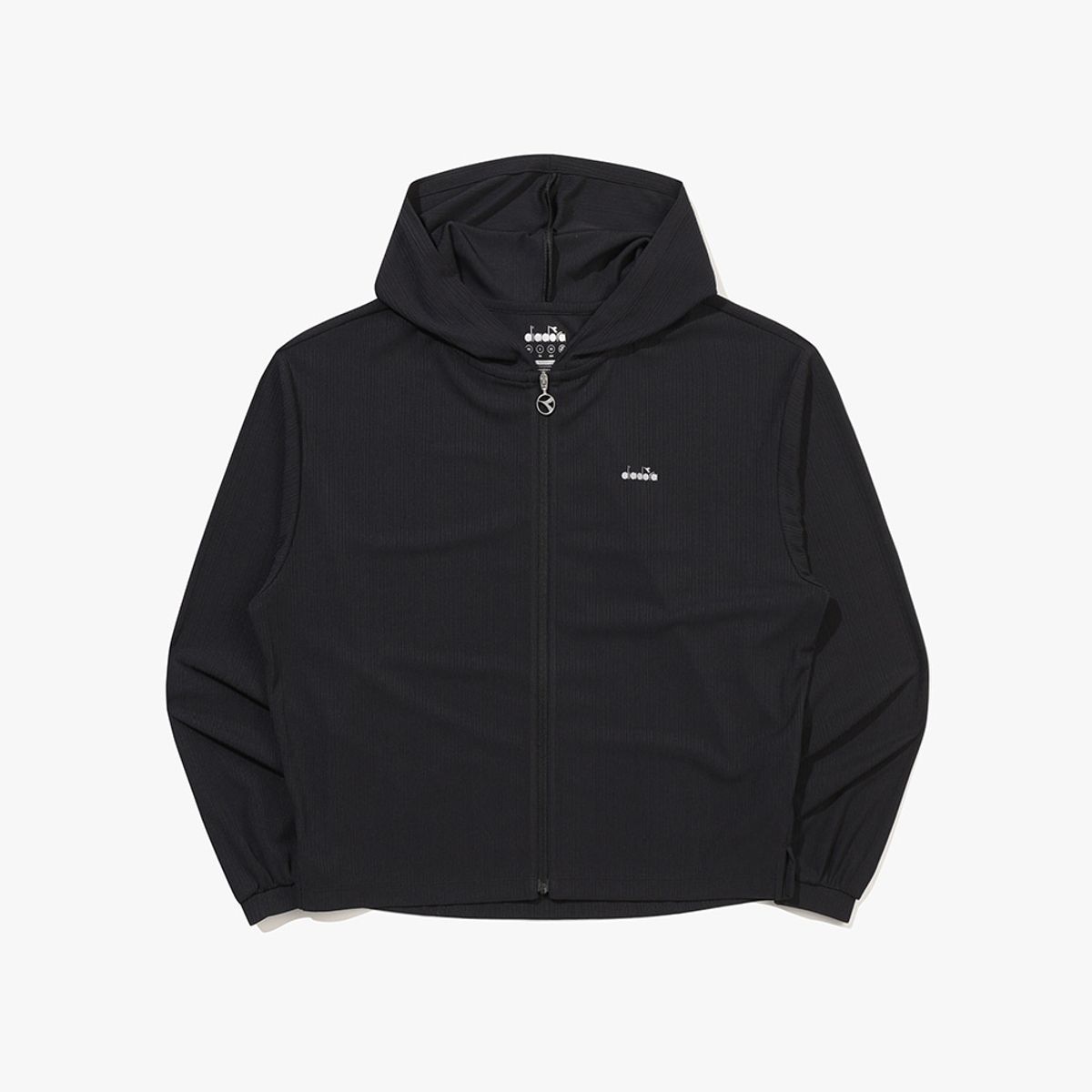 디아도라(diadora) 시어 골지 후드 집업 우먼 BLACK