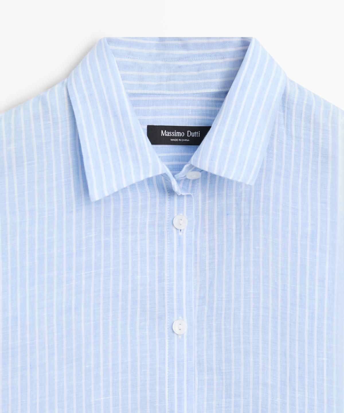 마시모두띠(MASSIMO DUTTI) 100% 린넨 스트라이프 플루이드 셔츠