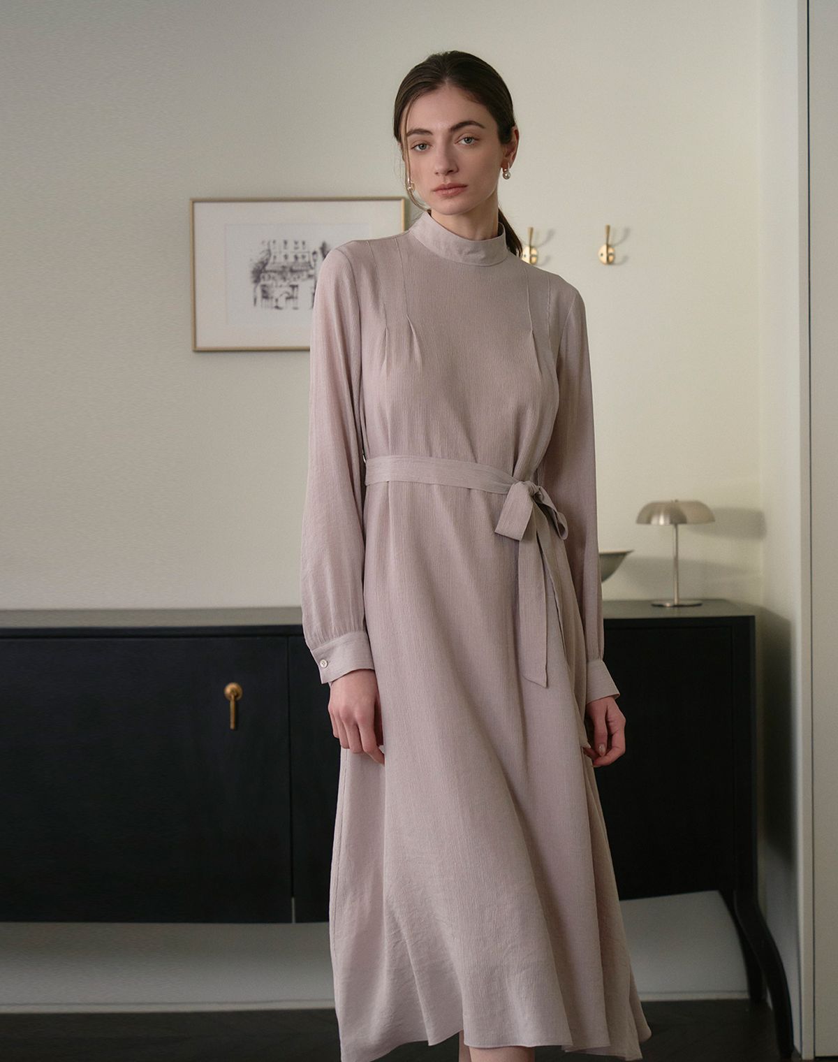 지에마르(GIEMAR) HALF NECK DRESS LIGHT PURPLE 하프 넥 드레스 라이트 퍼플