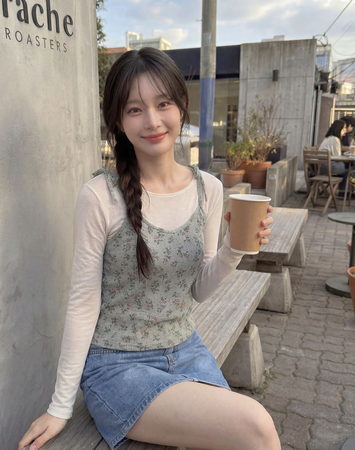 지에마르(GIEMAR) FLOWER RIBBED SLEEVELESS 플라워 립 슬리브리스