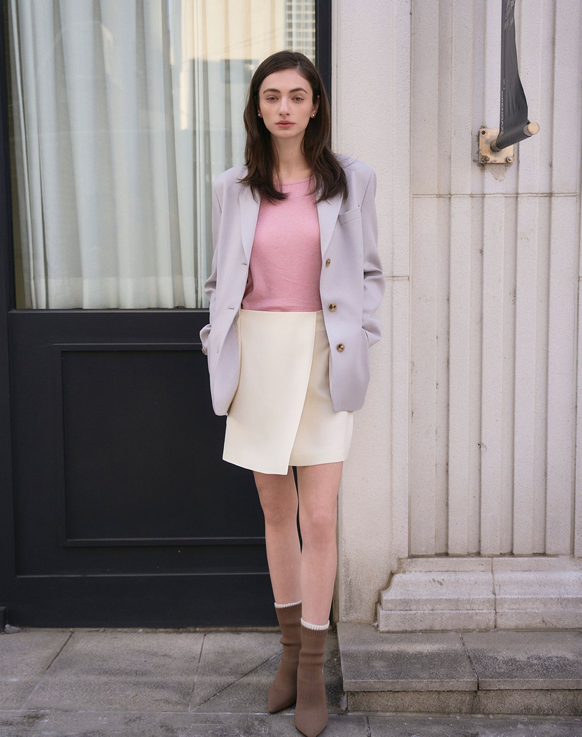지에마르(GIEMAR) WRAP SKIRT IVORY 랩 스커트 아이보리
