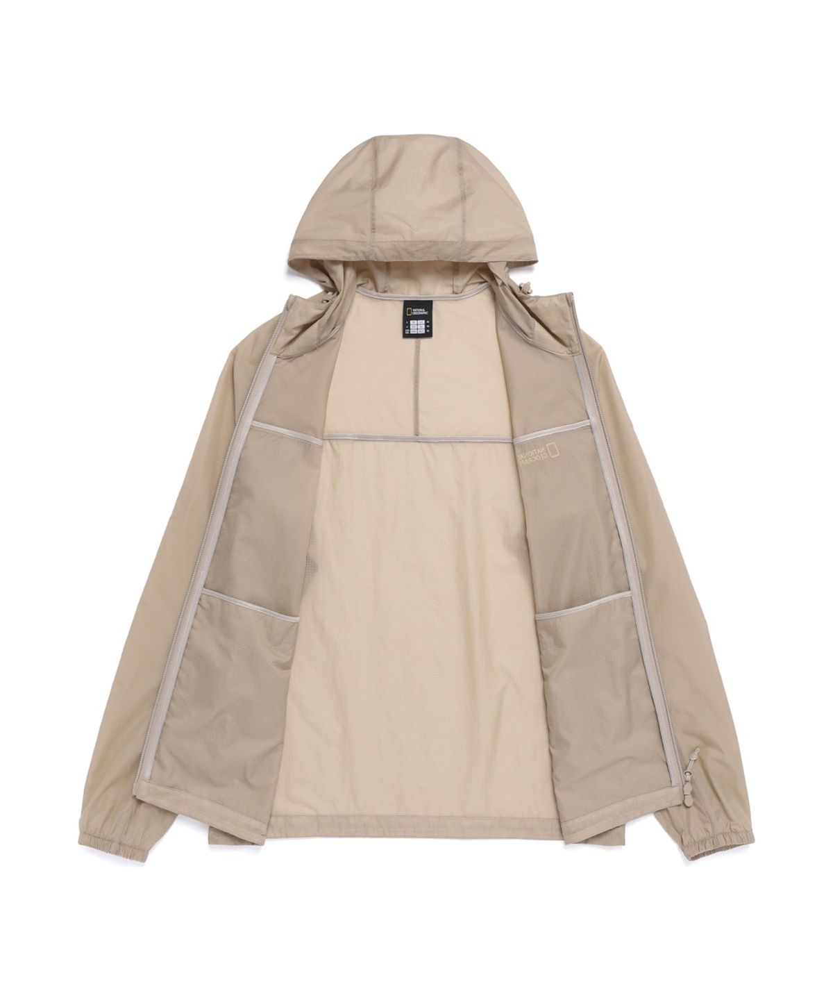 내셔널지오그래픽(NATIONALGEOGRAPHIC) N262UJP911 라이트팩 후드 풀집업 바람막이 MOURNING BEIGE