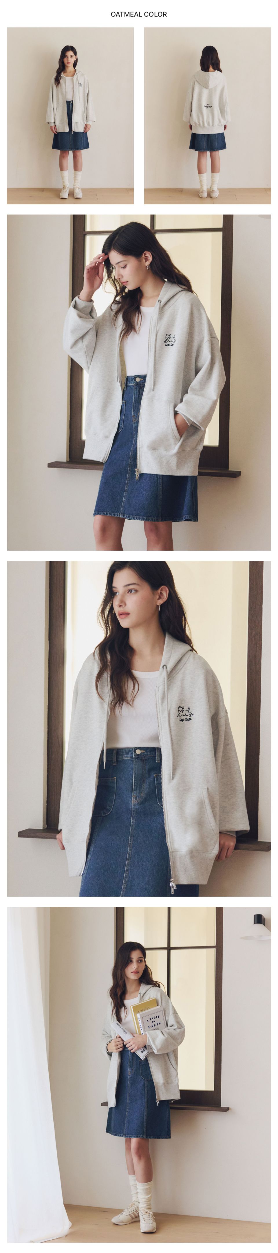 MUSINSA公式 | ZERO STREET タプタプ刺繍フードジップアップ