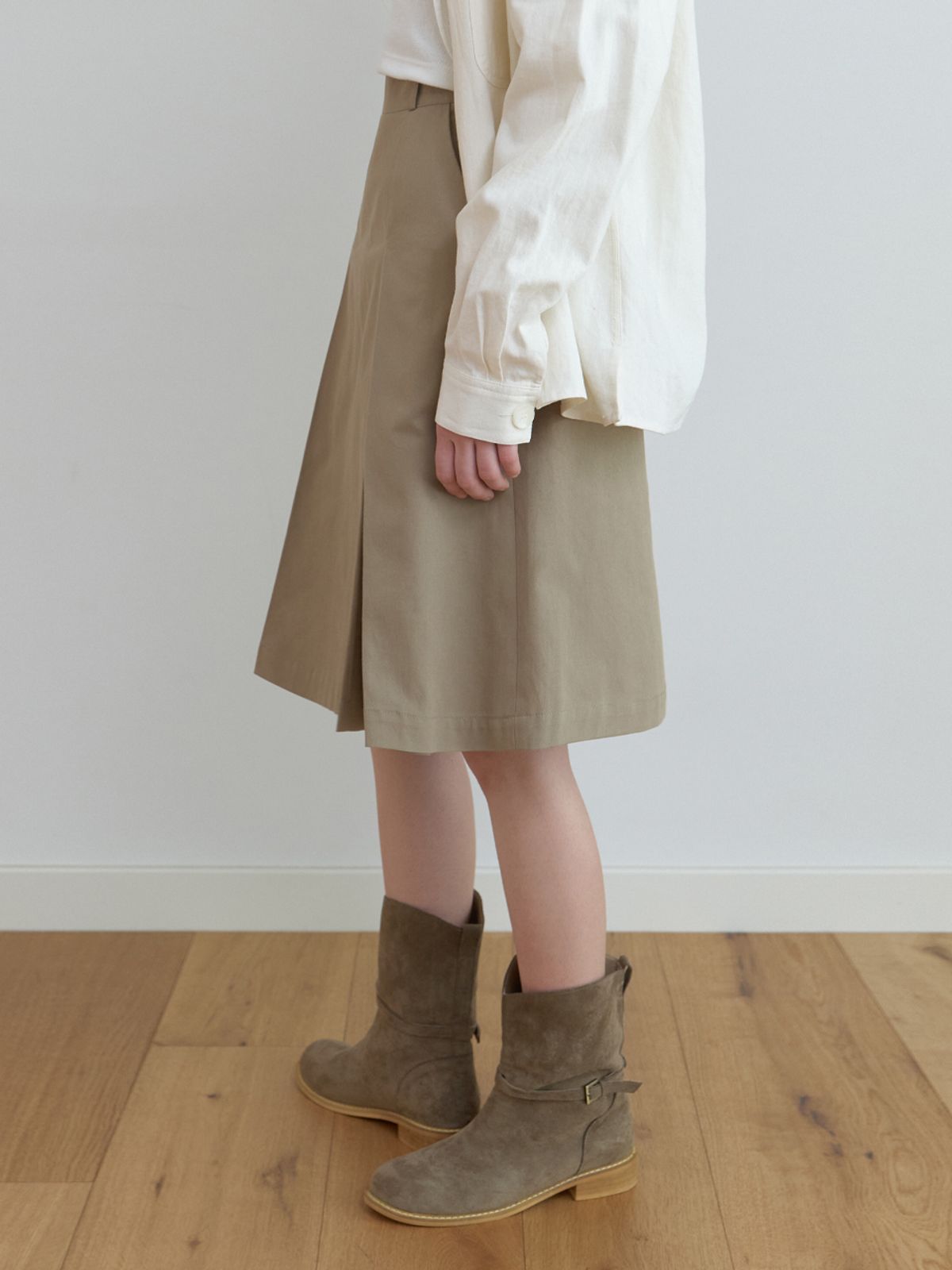 더미튼(THEMITTEN) Hound cotton skirt (olive beige)