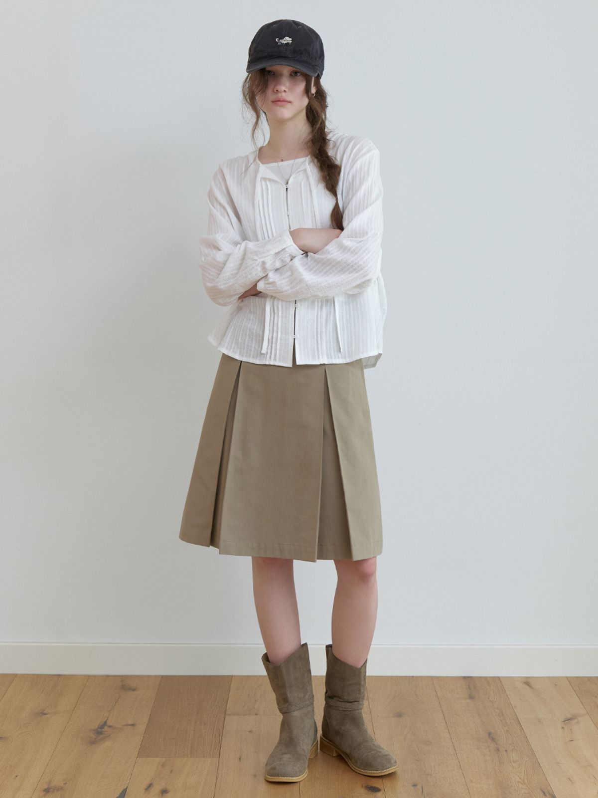 더미튼(THEMITTEN) Hound cotton skirt (olive beige)