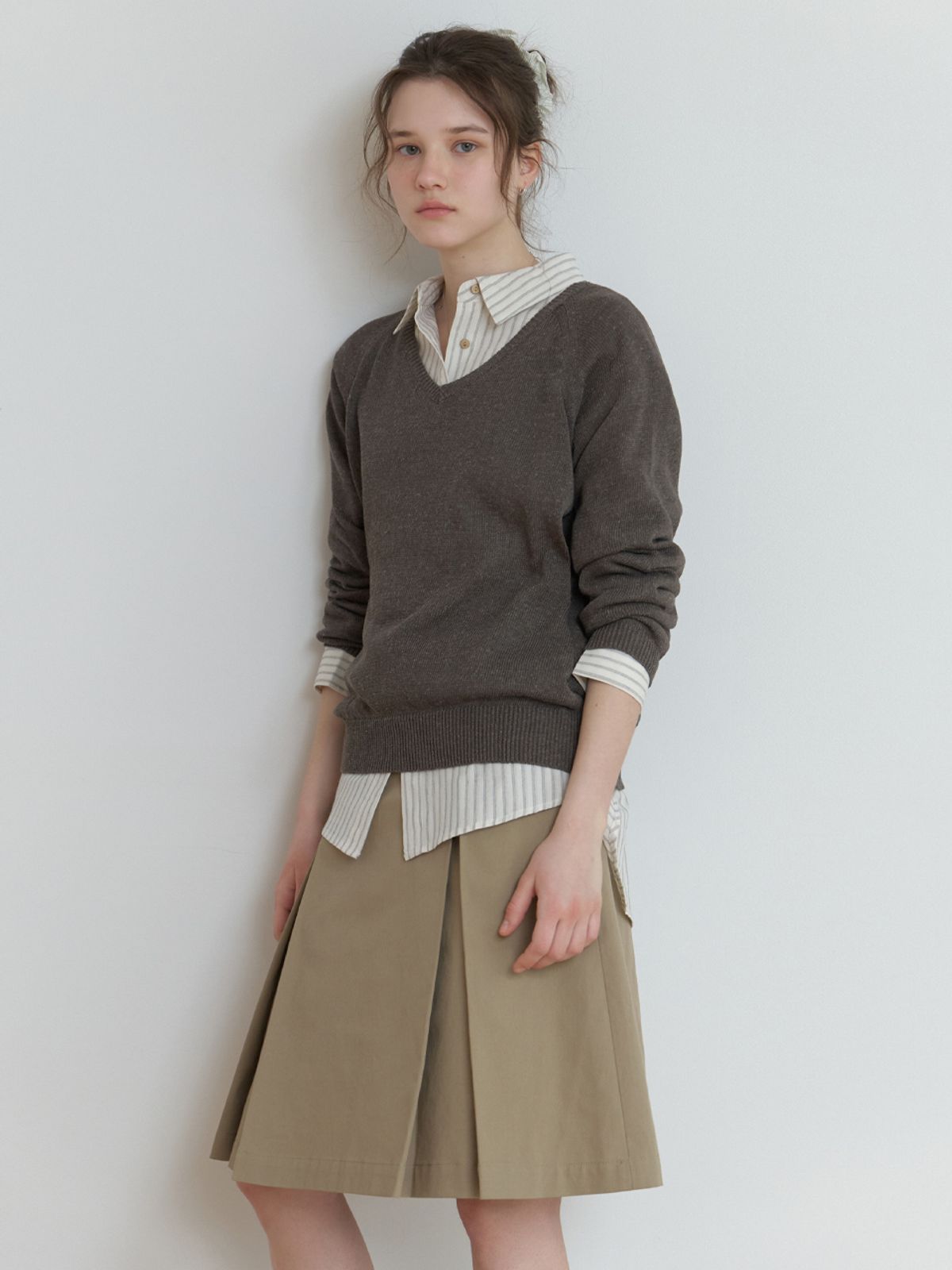 더미튼(THEMITTEN) Hound cotton skirt (olive beige)