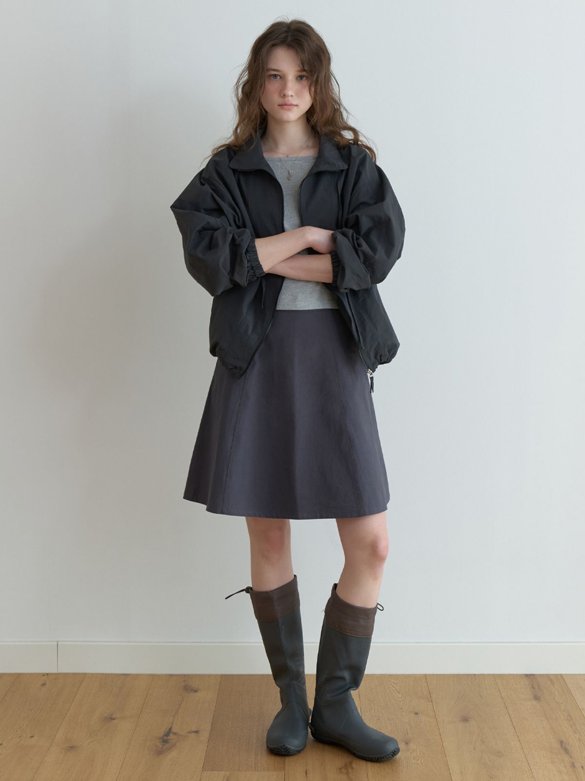 더미튼(THEMITTEN) Befor flare skirt (charcoal)
