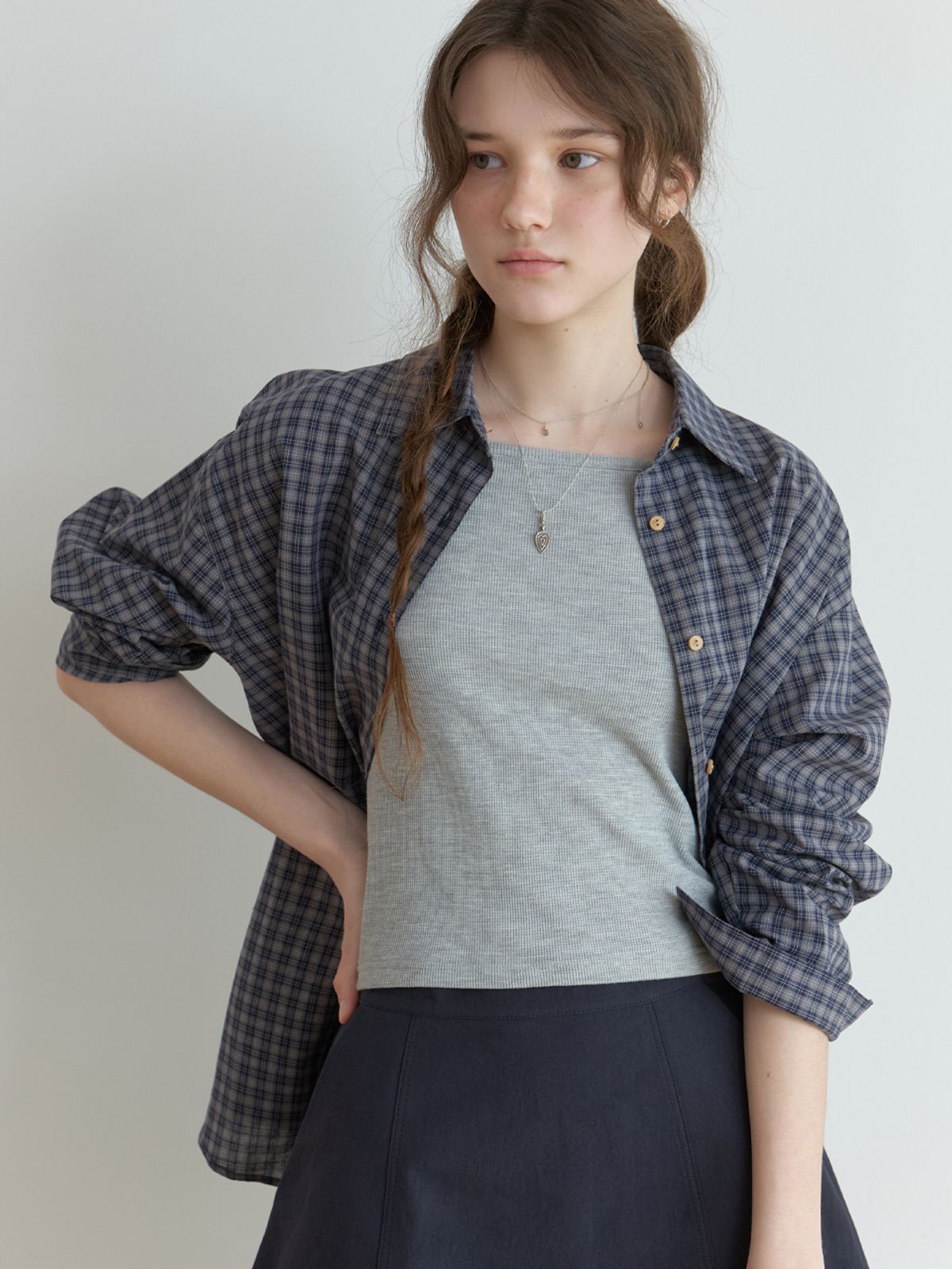 더미튼(THEMITTEN) Lithe overfit shirt (g/n check)
