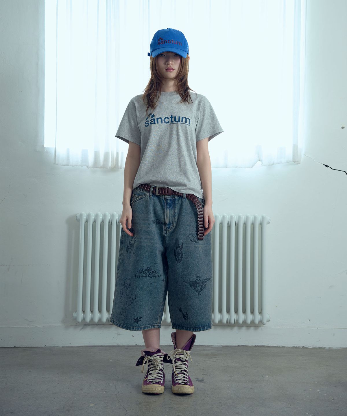 나이스고스트클럽(NICEGHOSTCLUB) BIG WIDE BERMUDA DOODLE DENIM PANTS_BLUE(NG2GMUD161A)