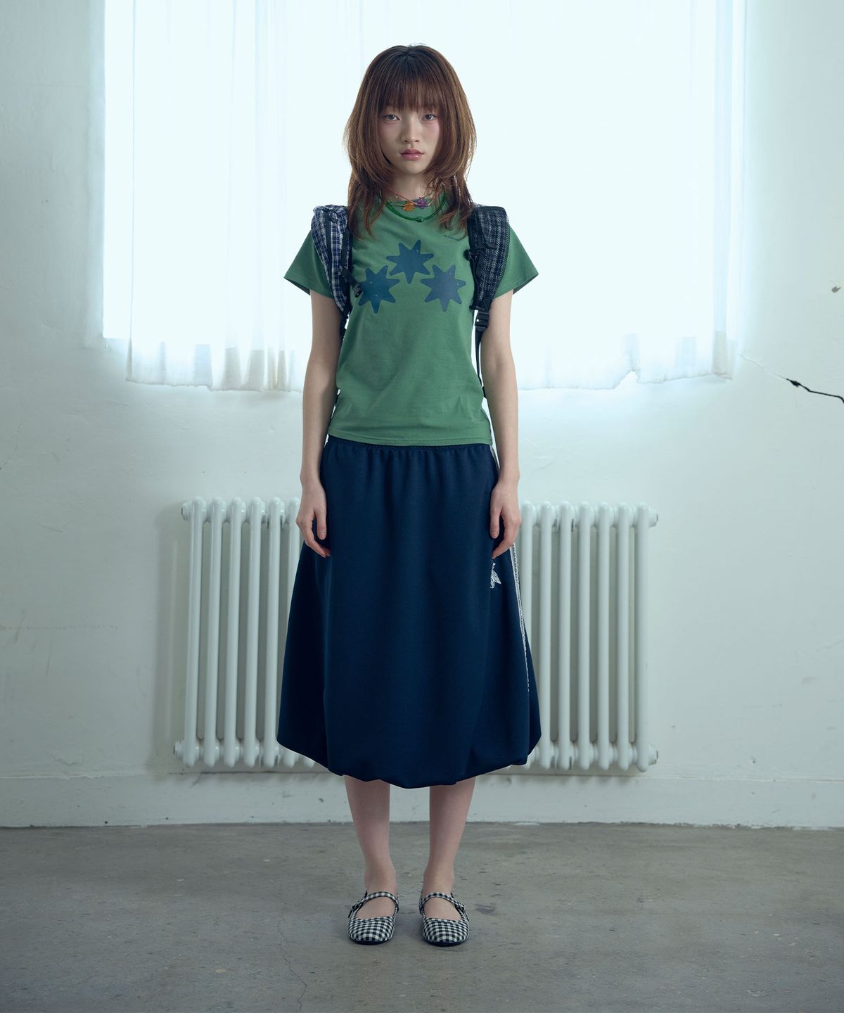 나이스고스트클럽(NICEGHOSTCLUB) GLORY BALLOON LACE TRACK JERSEY SKIRT_NAVY(NG2GMFPA90A)