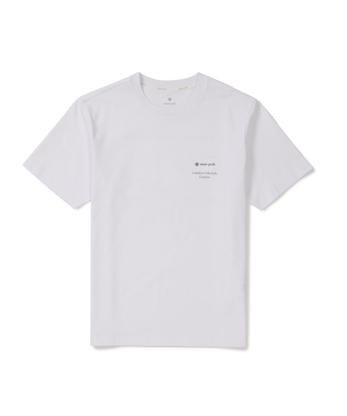 스노우피크 어패럴(SNOWPEAK APPAREL) 에어로쿨 레터링 우븐 패치 반팔 티셔츠 (S26MMFTS22) White
