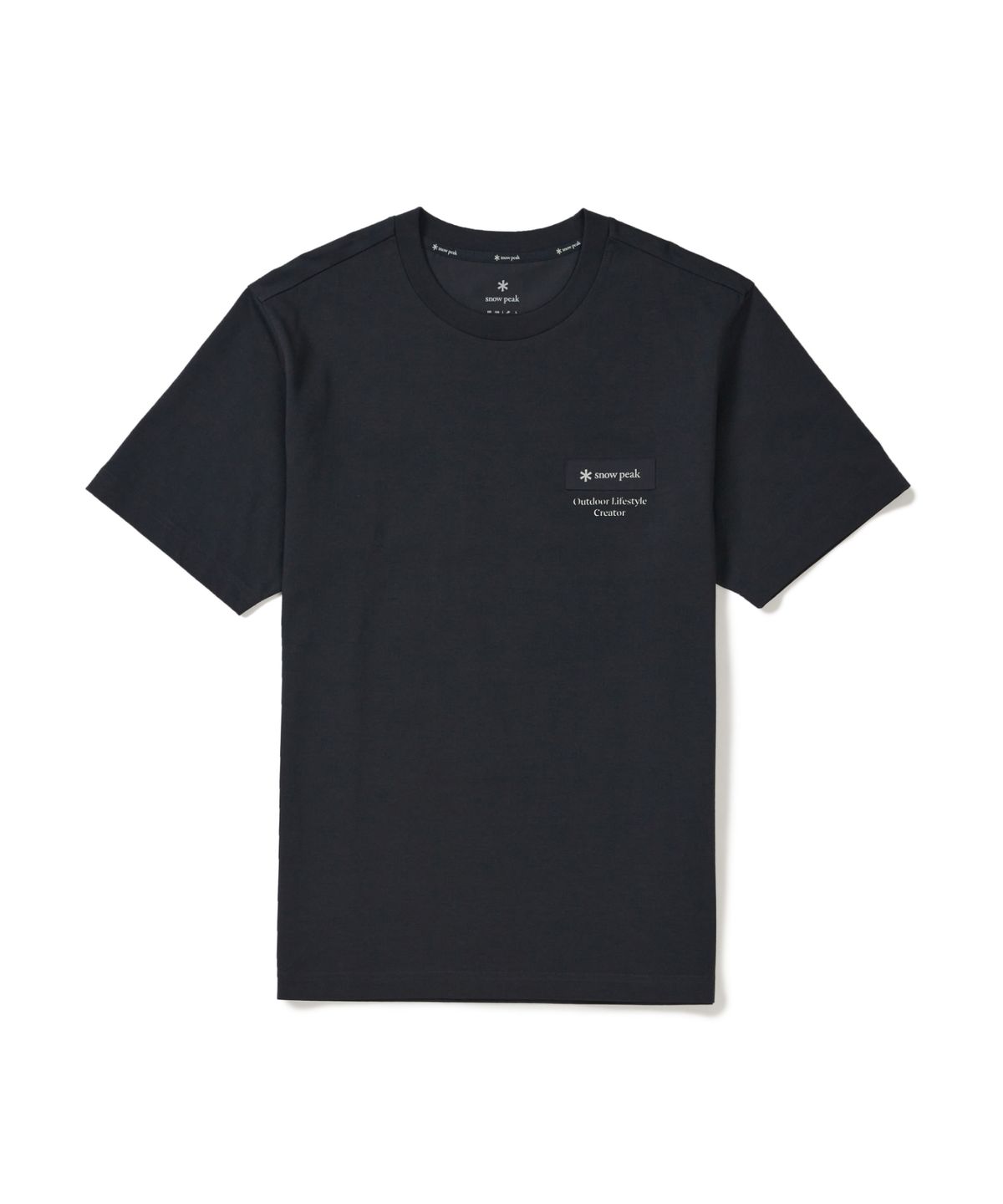 스노우피크 어패럴(SNOWPEAK APPAREL) 에어로쿨 레터링 우븐 패치 반팔 티셔츠 (S26MMFTS22) Dark Navy