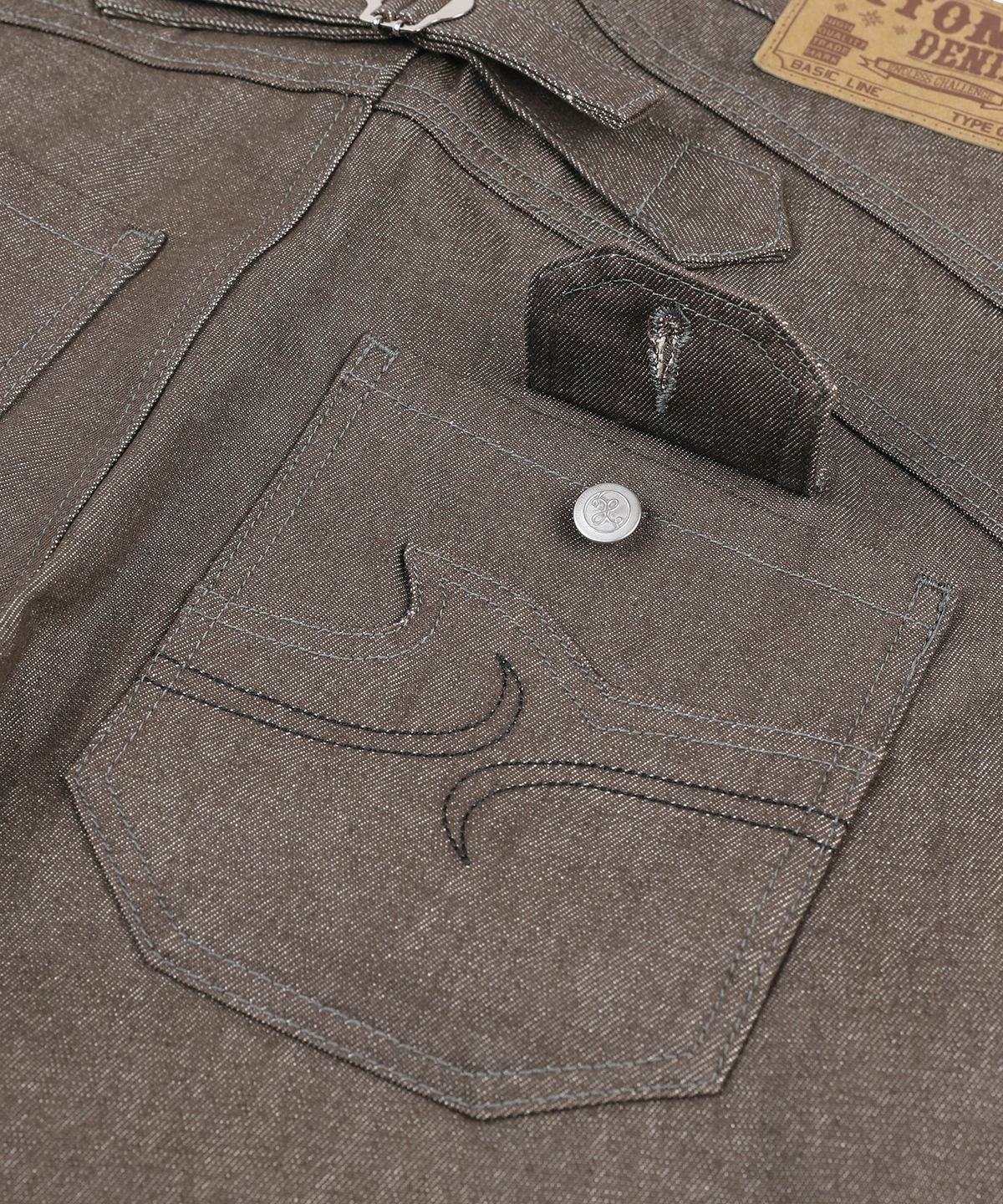 엑스톤즈(XTONZ) XP326 라운드 버뮤다 데님 팬츠 (BROWN)