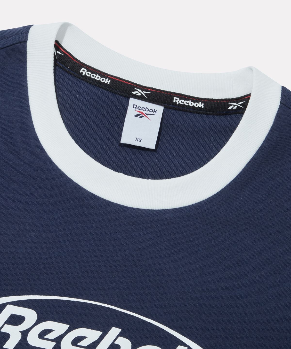 리복(REEBOK) 서클로고 세미크롭 링거 반팔티 (W) - 네이비