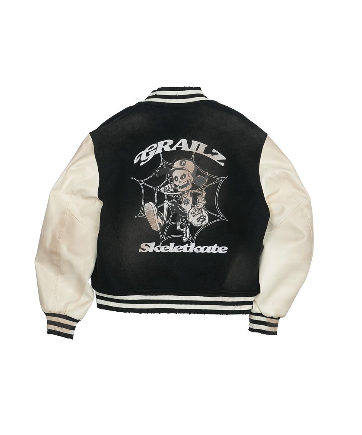 그레일즈(GRAILZ) SKELETKATE DIRTY VARSITY JACKET [BLACK]