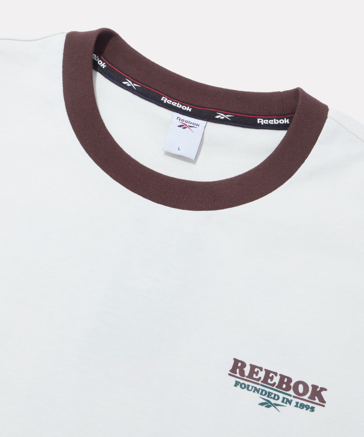 리복(REEBOK) 그래픽 링거 반팔티 - 아이보리:와인