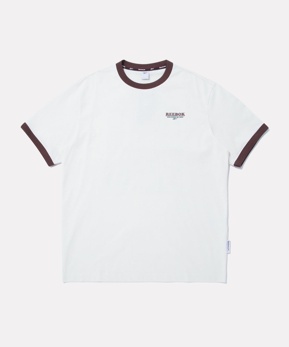 리복(REEBOK) 그래픽 링거 반팔티 - 아이보리:와인
