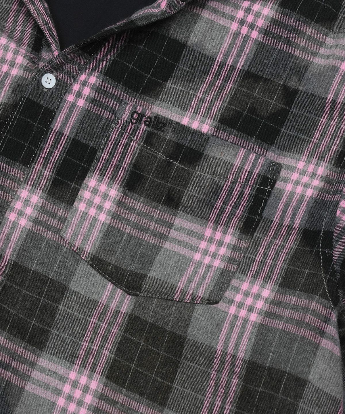 그레일즈(GRAILZ) BLEACHED PLAID HOOD SHIRTS [BLACK]