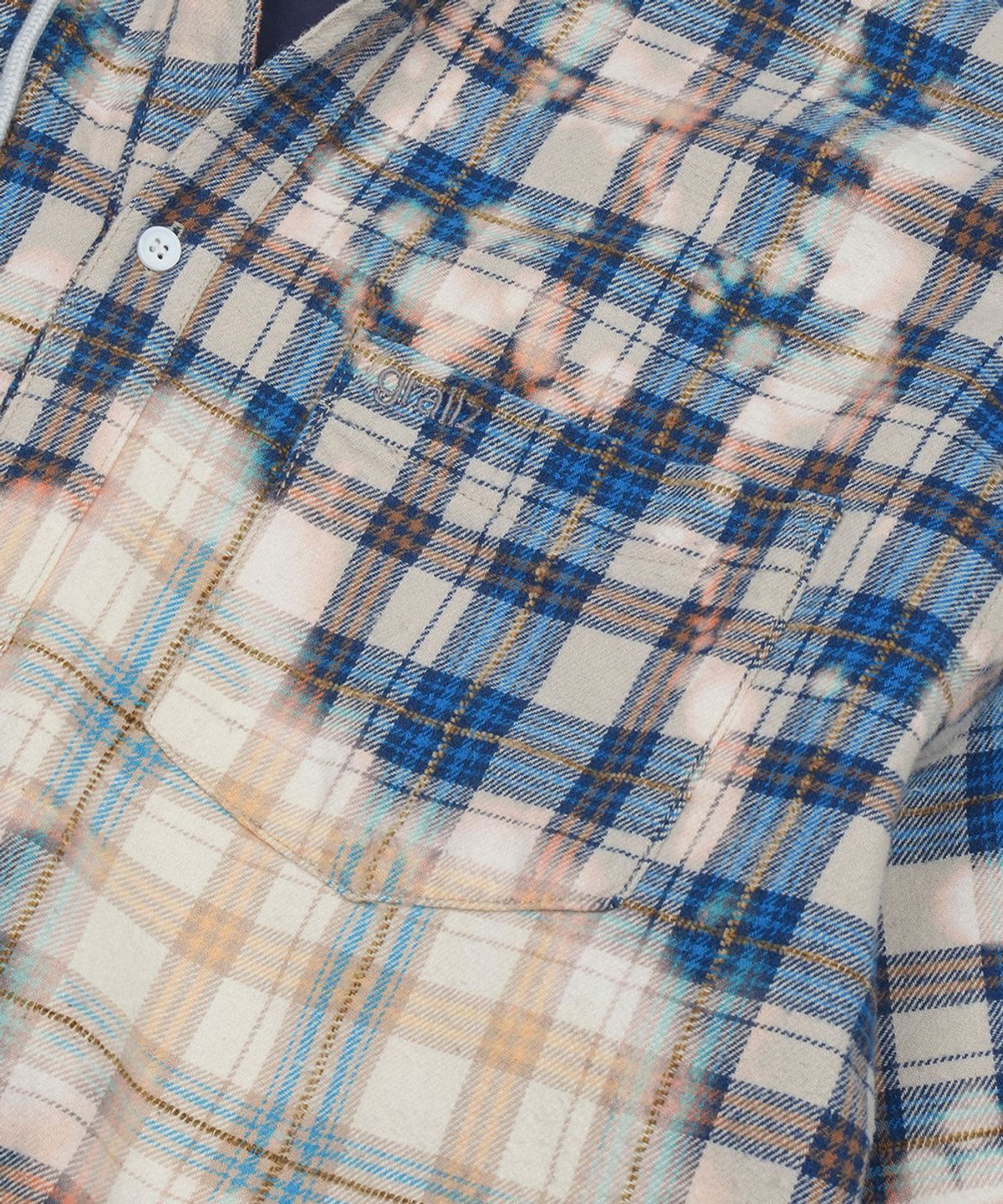 그레일즈(GRAILZ) BLEACHED PLAID HOOD SHIRTS [BLUE]