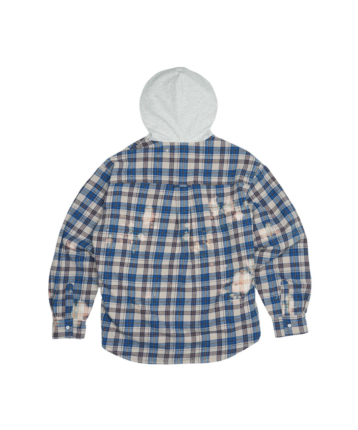 그레일즈(GRAILZ) BLEACHED PLAID HOOD SHIRTS [BLUE]