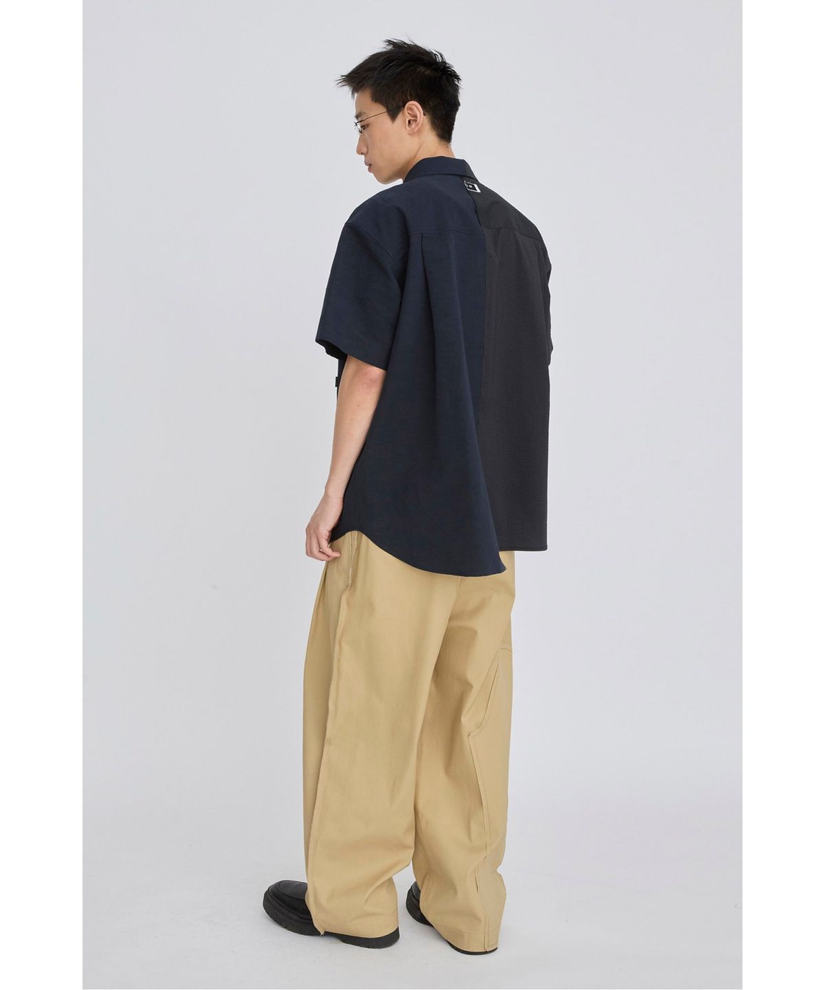 래코드(RECODE) Split Short Sleeve Seersucker Shirt RKSAM26614NYX