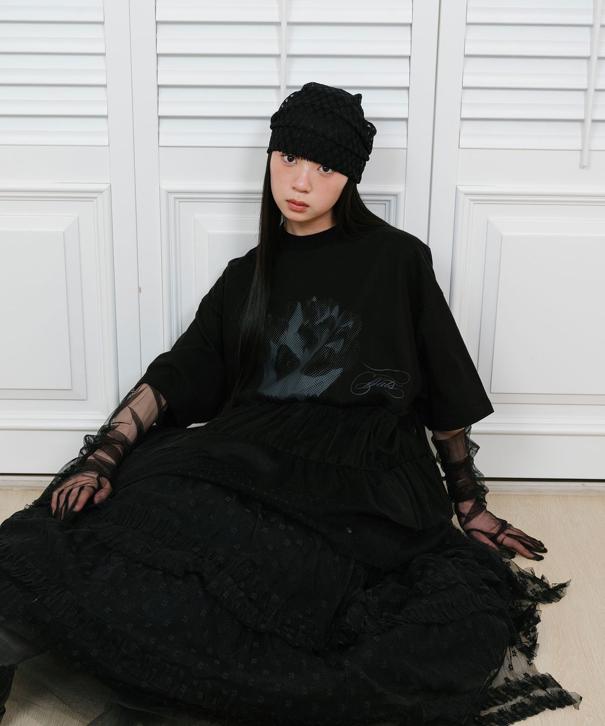 나이스고스트클럽(NICEGHOSTCLUB) FFATS TULLE DRESS BIG BIG TEE_BLACK(NG2GSUT591A)
