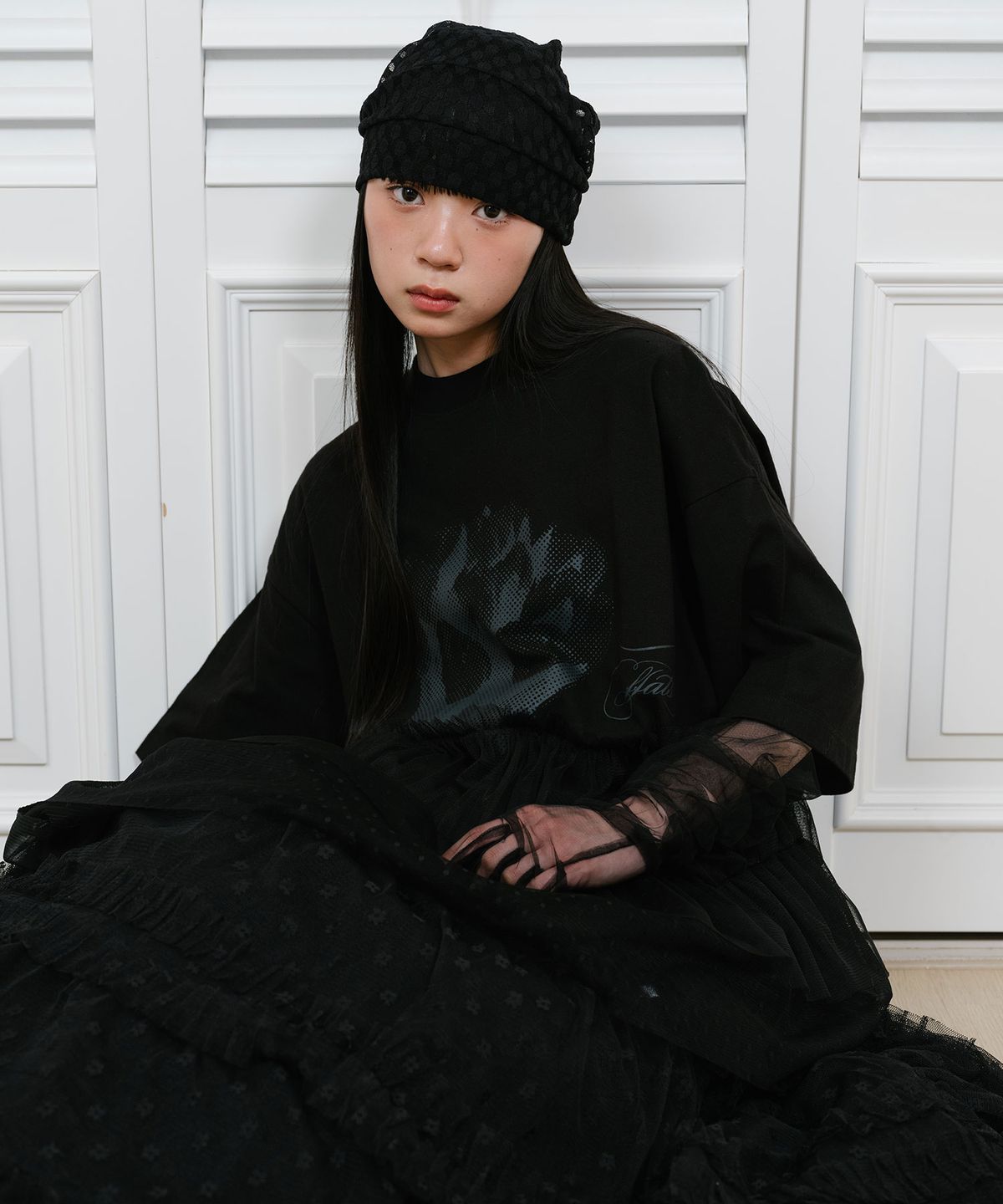 나이스고스트클럽(NICEGHOSTCLUB) FFATS TULLE DRESS BIG BIG TEE_BLACK(NG2GSUT591A)
