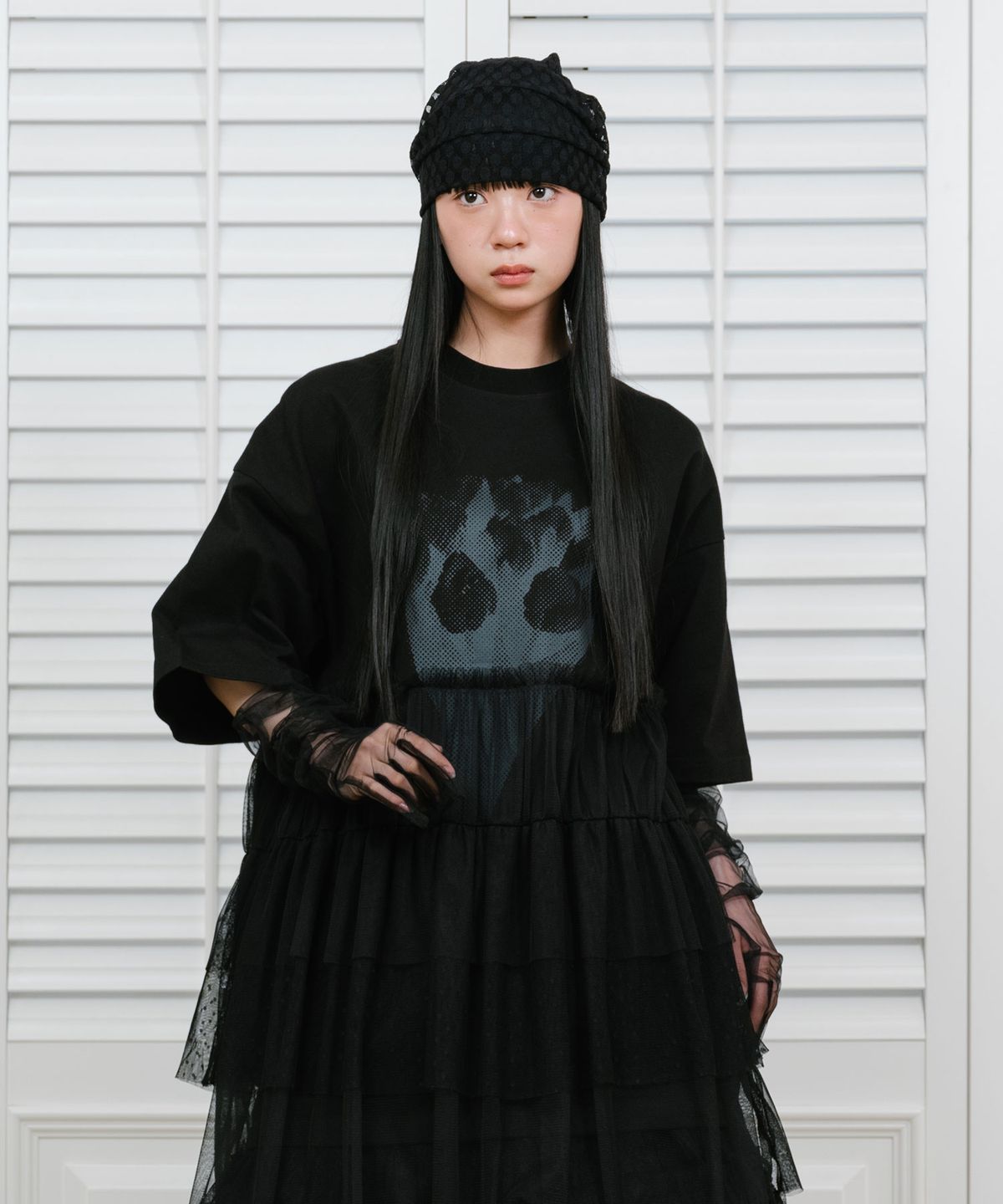나이스고스트클럽(NICEGHOSTCLUB) FFATS TULLE DRESS BIG BIG TEE_BLACK(NG2GSUT591A)