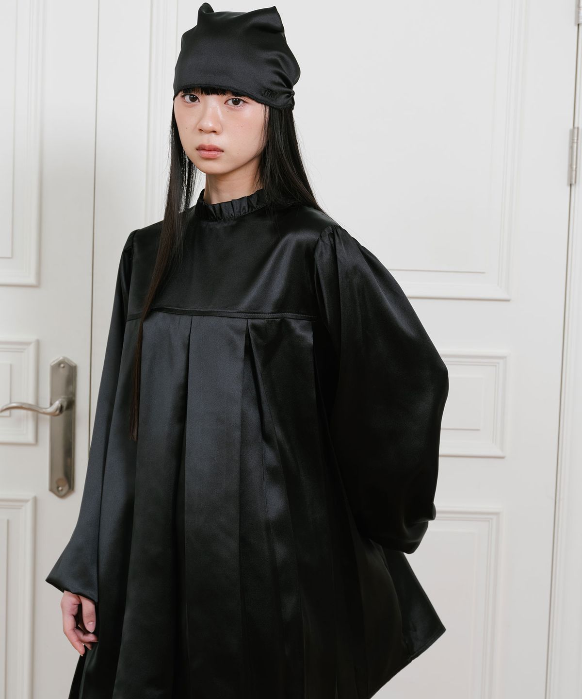 나이스고스트클럽(NICEGHOSTCLUB) FFATS PLEATED PUFF SATIN DRESS_BLACK(NG2GSUPA92A)