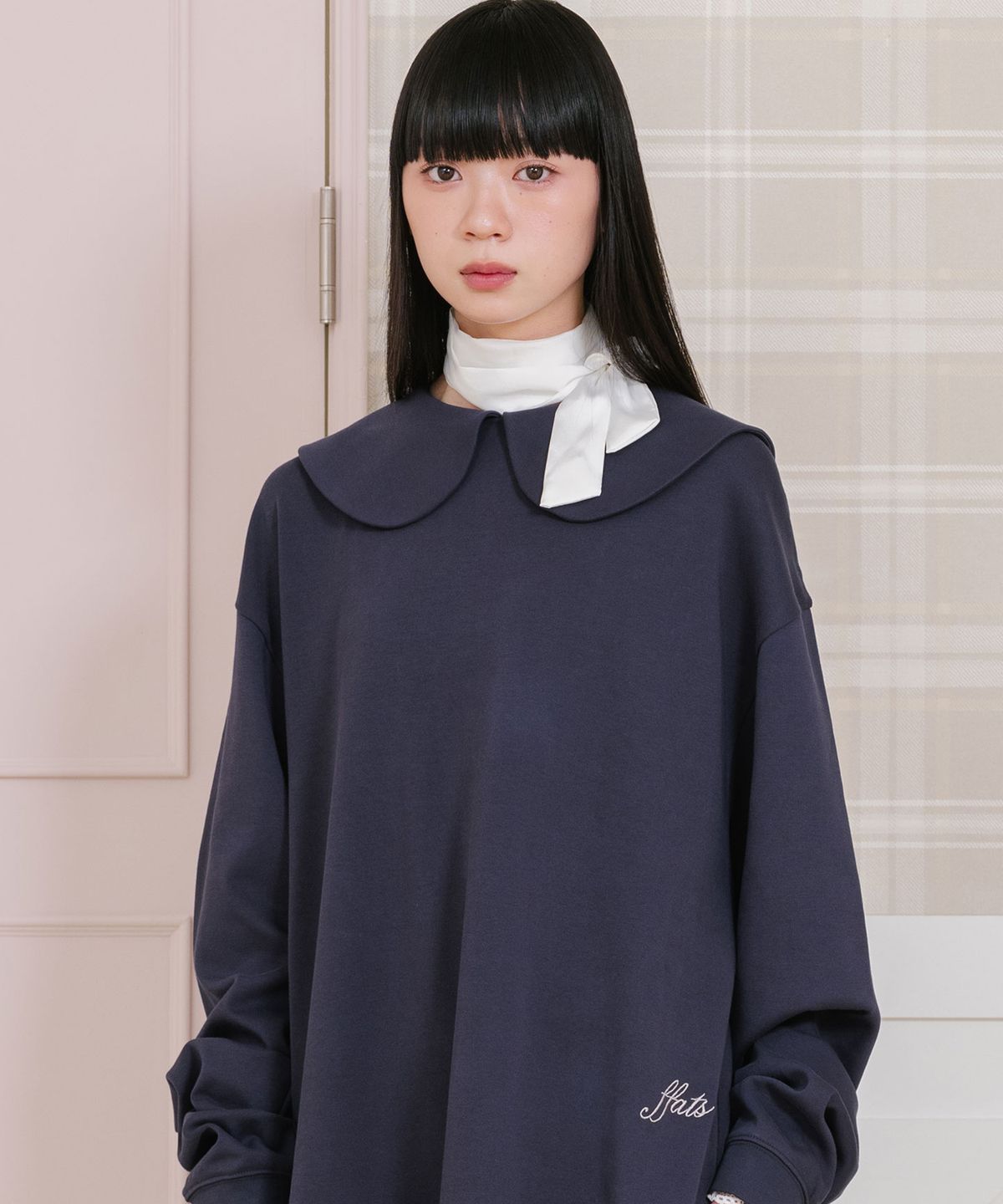 나이스고스트클럽(NICEGHOSTCLUB) FFATS PLEATED MIDI DRESS L/S TEE_NAVY(NG2GSUPA94A)